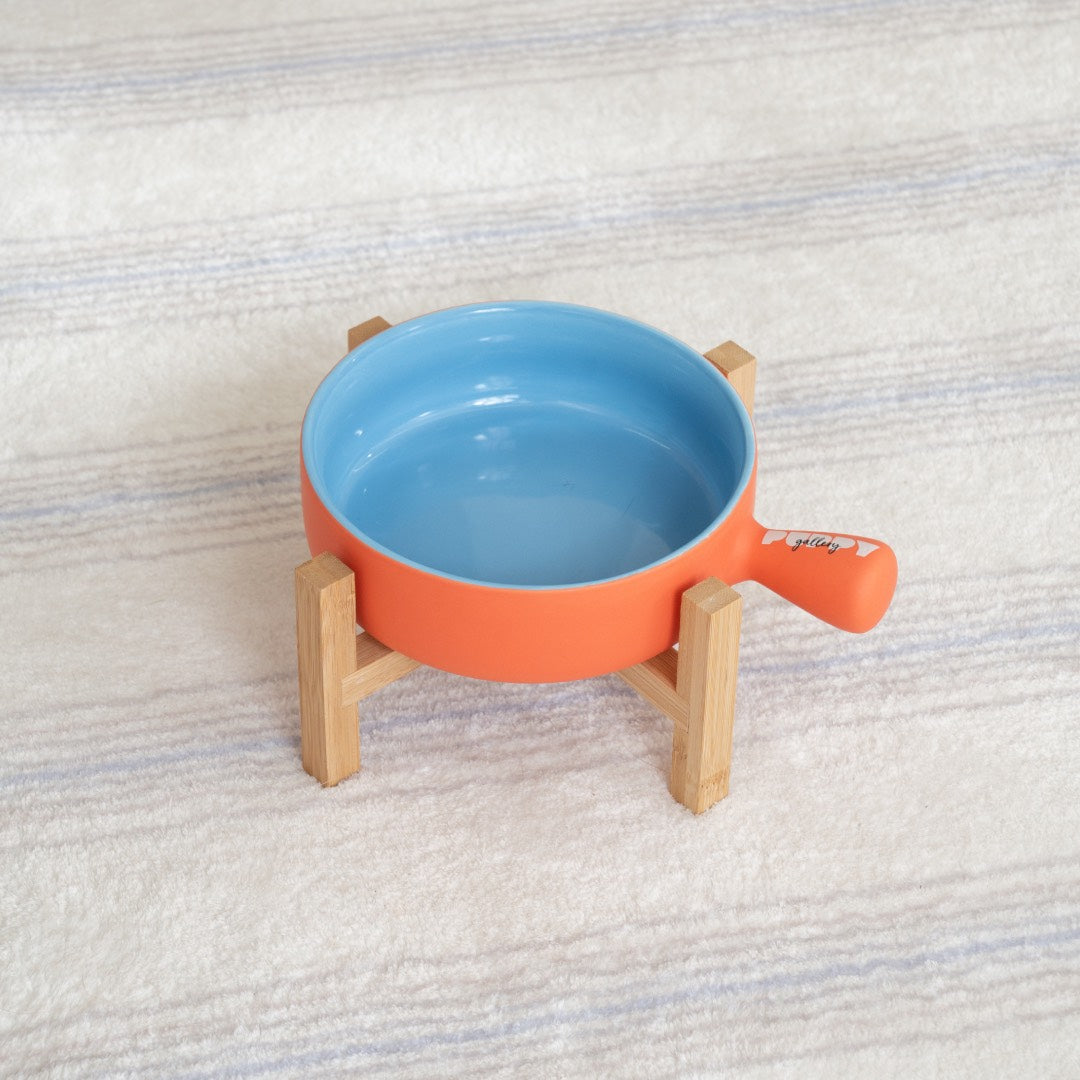 Nordic Color-Block Ceramic Pet Bowl - With stand