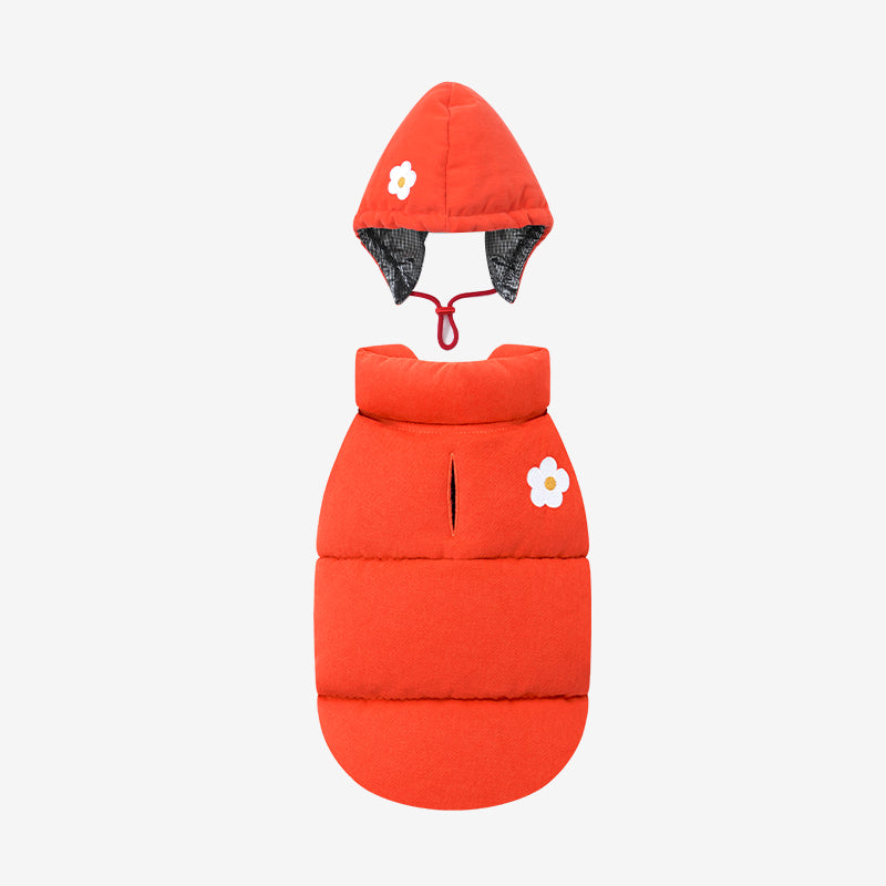 Daisy vintage padding and bonnet in red color for dog