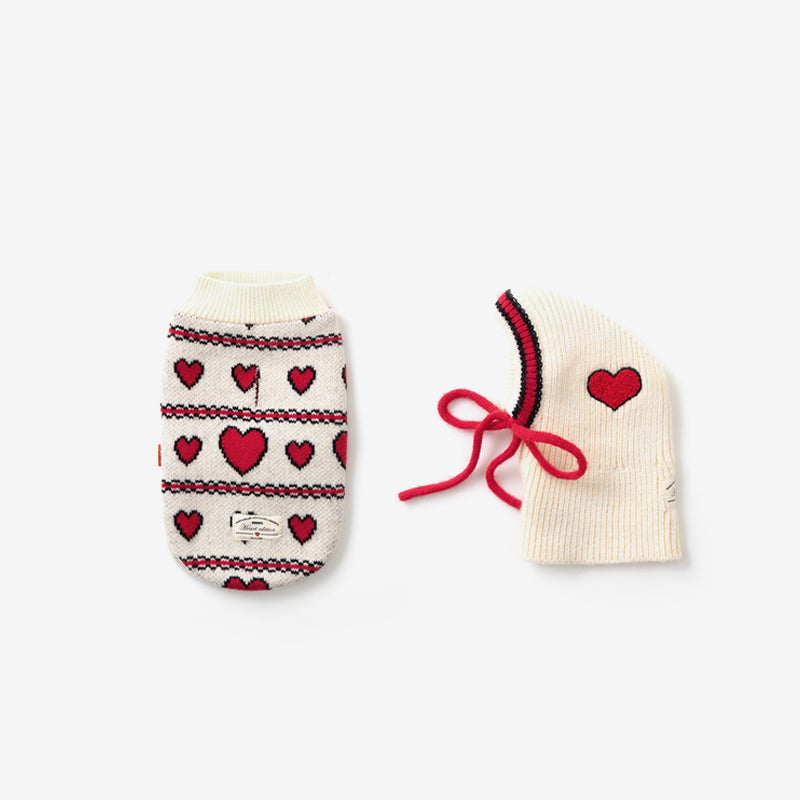 Love Edition Knit Vest & Bonnet set in ivory color