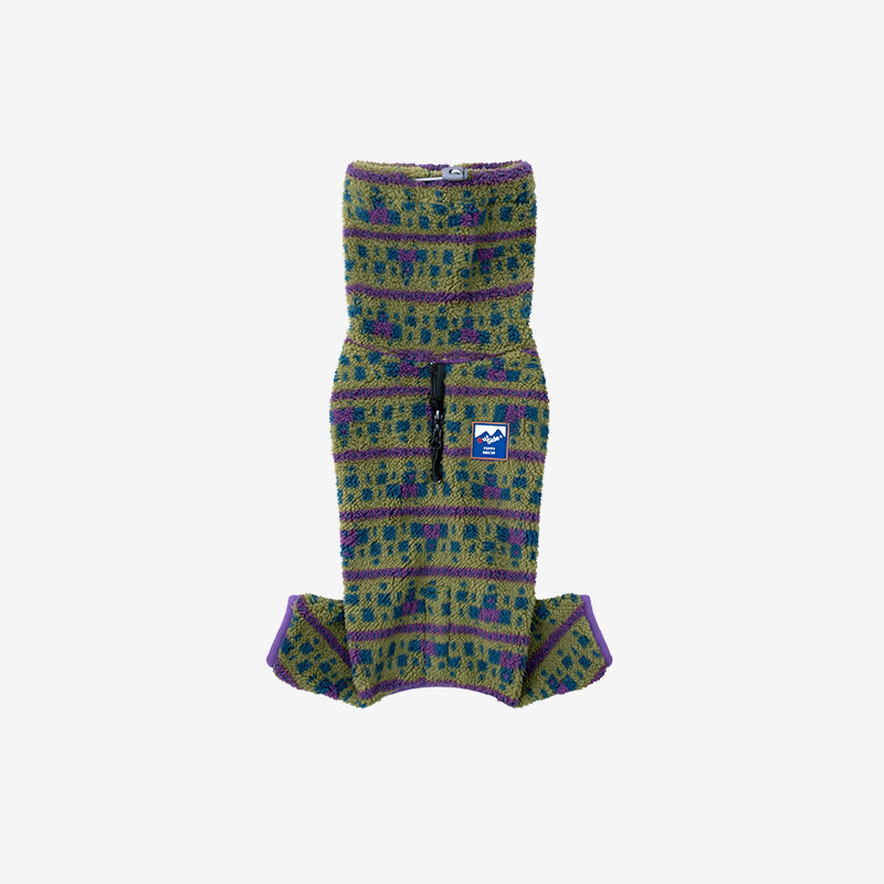 sherpa fleece all in one in green pattern