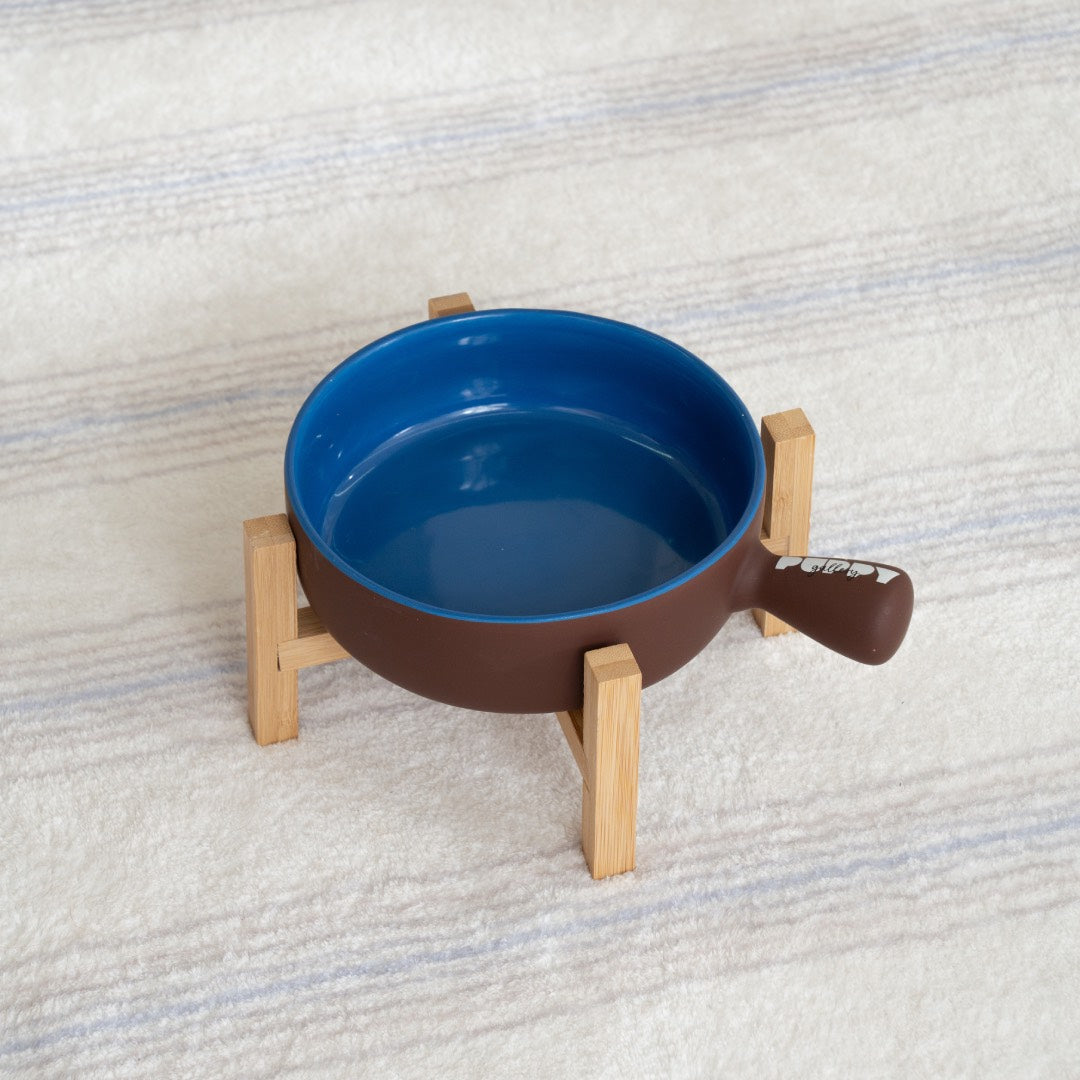 Nordic Color-Block Ceramic Pet Bowl - With stand
