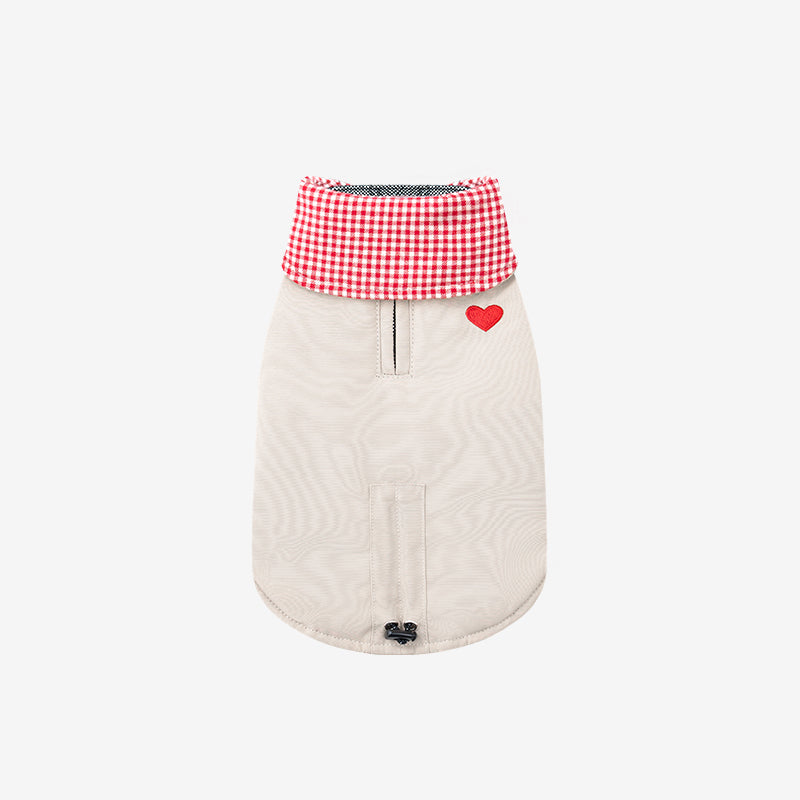 check my heart padding beige and red checker with heart embroidered